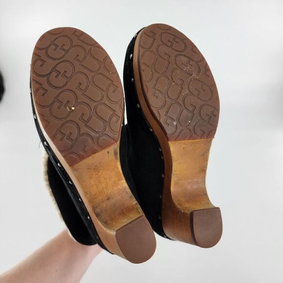 Ugg Australia lynnea black suede leather boots booties lined sheerling clog 6 - Picture 6 of 6